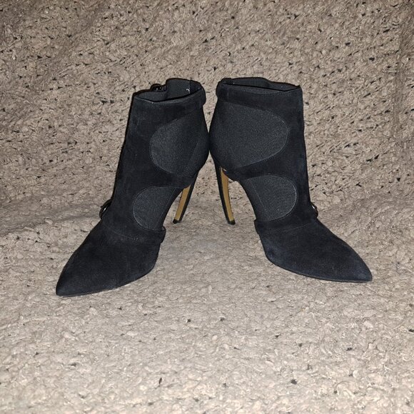 WALTER STEIGER- Stiletto Claw Heel-Bootie-Black Suede/Nylon-Sz 38-Excellent - Picture 4 of 8